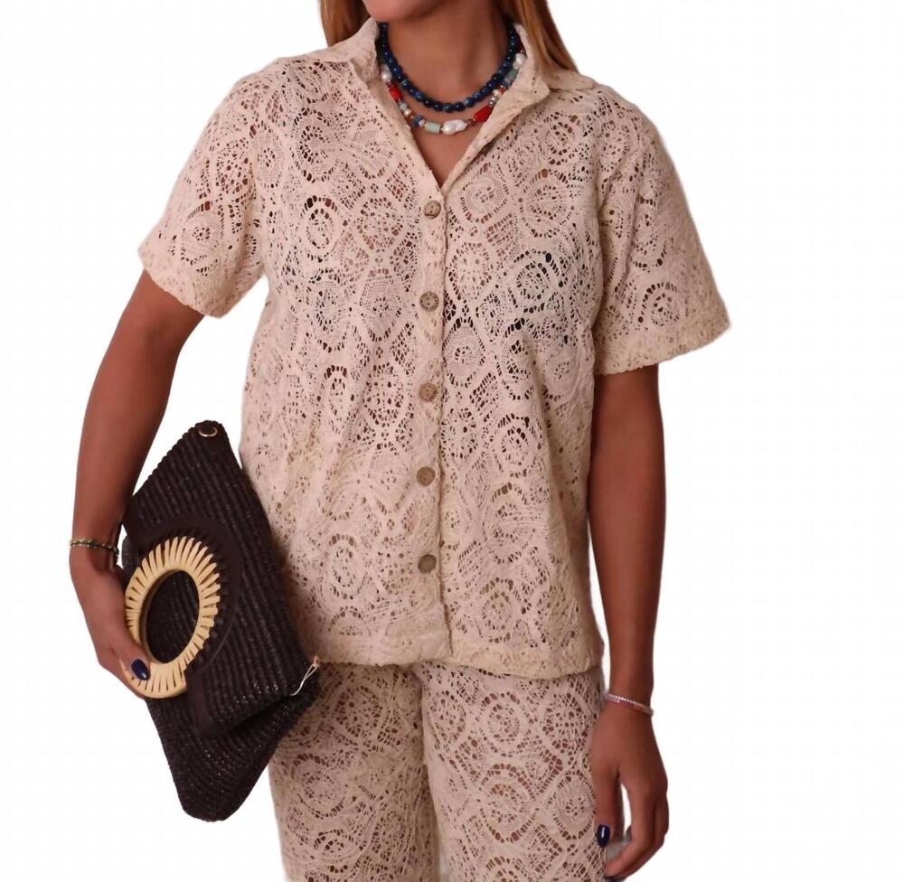 NEW MAR DE LUA simone crochet top in beige